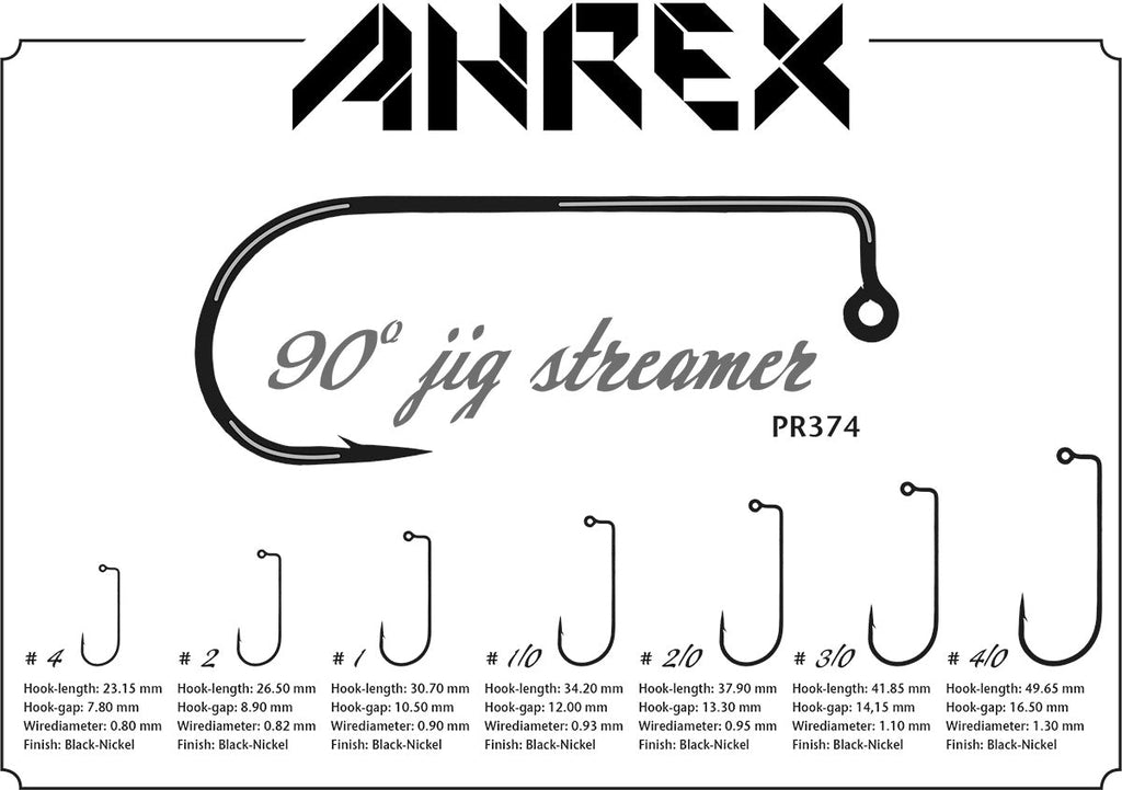 Ahrex PR374 90 Degree Jig Streamer Hook - Spawn Fly Fish - Ahrex Hooks