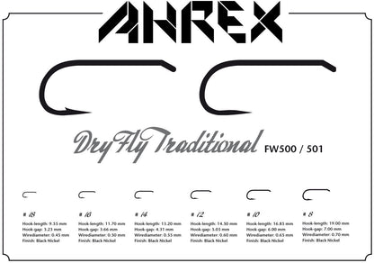 Ahrex FW500 Dry Fly Traditional Barbed Hook - Spawn Fly Fish - Ahrex Hooks