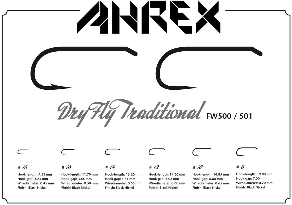 Ahrex FW500 Dry Fly Traditional Barbed Hook - Spawn Fly Fish - Ahrex Hooks