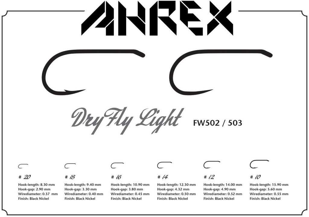 Ahrex FW503 Dry Fly Light Barbless Hook - Spawn Fly Fish - Ahrex Hooks