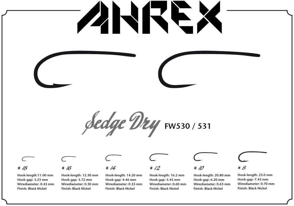Ahrex FW530 Sedge Dry Barbed Hook - Spawn Fly Fish - Ahrex Hooks