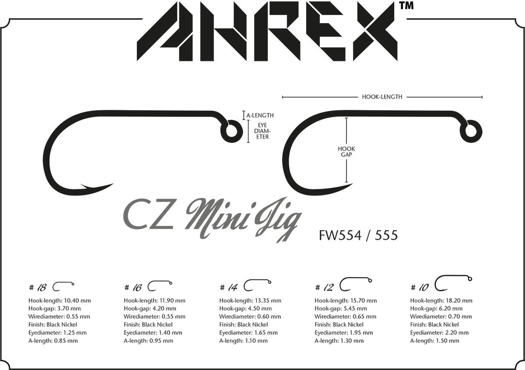 Ahrex FW555 Barbless CZ Mini Jig Hook - Spawn Fly Fish - Ahrex Hooks