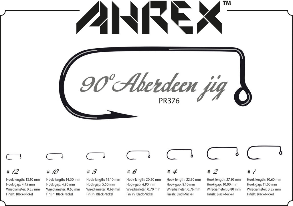 Ahrex PR376 90 Degree Aberdeen Jig Hook - Spawn Fly Fish - Ahrex Hooks