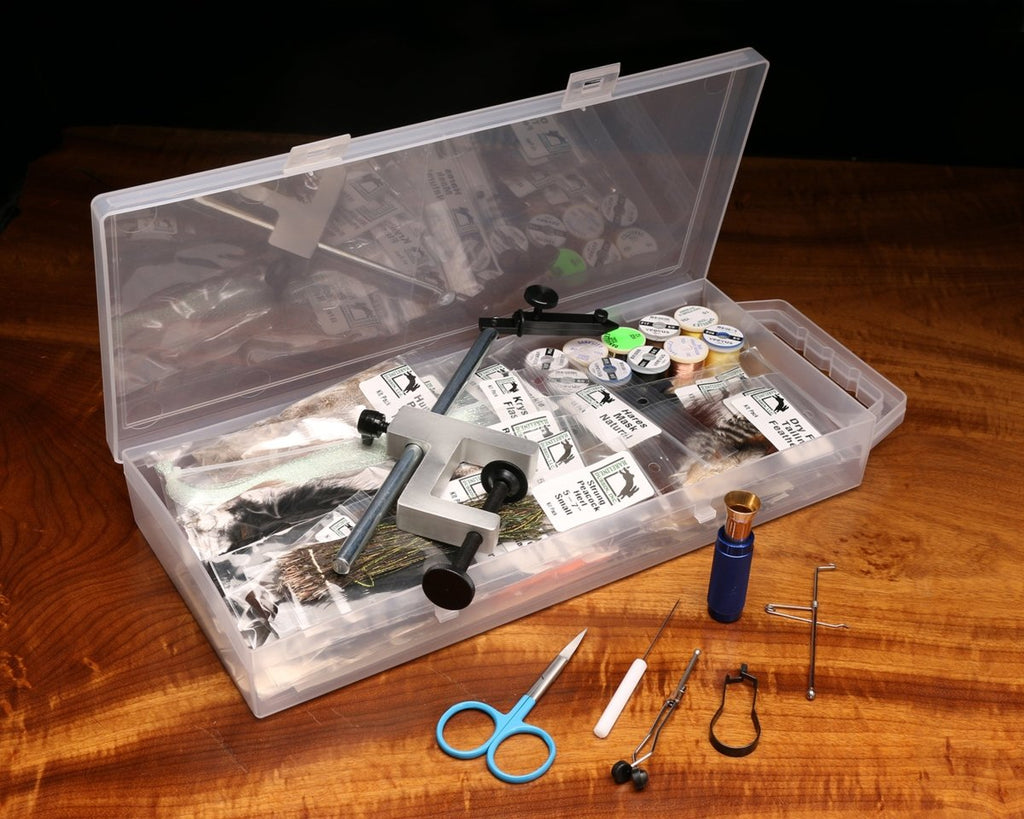 Hareline Fly Tying Material Kit With Premium Tools & Vise - Spawn