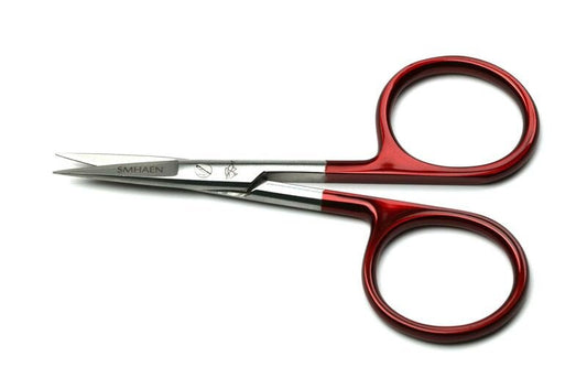 Smhaen Tungsten Carbide 4" Red Regular Straight Scissors - Spawn Fly Fish - Smhaen