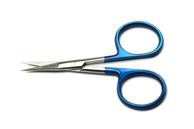 Smhaen Tungsten Carbide 4" Blue Midge Straight Fly Tying Scissors - Spawn Fly Fish - Smhaen