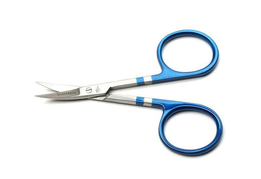 Smhaen Tungsten Carbide 4" Blue Midge Curved Scissors - Spawn Fly Fish - Smhaen