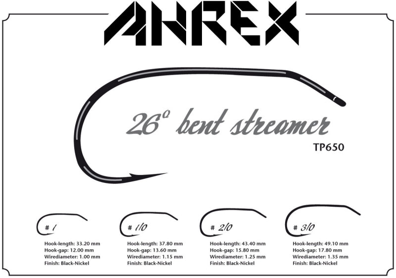 Ahrex TP650 26 Degree Bent Streamer Hook - Spawn Fly Fish - Ahrex Hooks